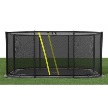Flat to the ground Trampolin Rechteck Magic Circle Pro Grau 525x305 cm mit sicherheitsnetz