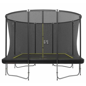 Rechteckige Trampolin Magic Jump Fiber 214 x 305 cm Black mit Sicherheitsnetz