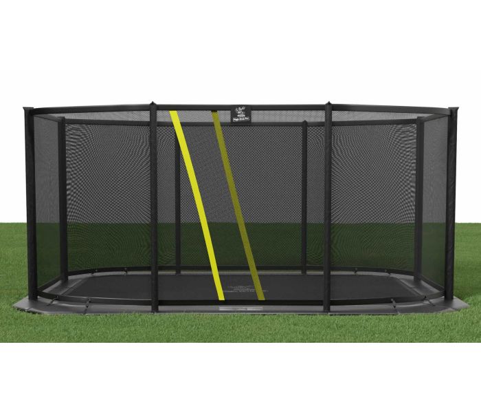 Flat to the ground Trampolin Rechteck Magic Circle Pro Grau 525x305 cm mit sicherheitsnetz