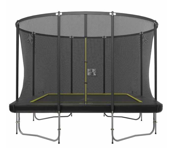 Rechteckige Trampolin Magic Jump Fiber 214 x 305 cm Black mit Sicherheitsnetz
