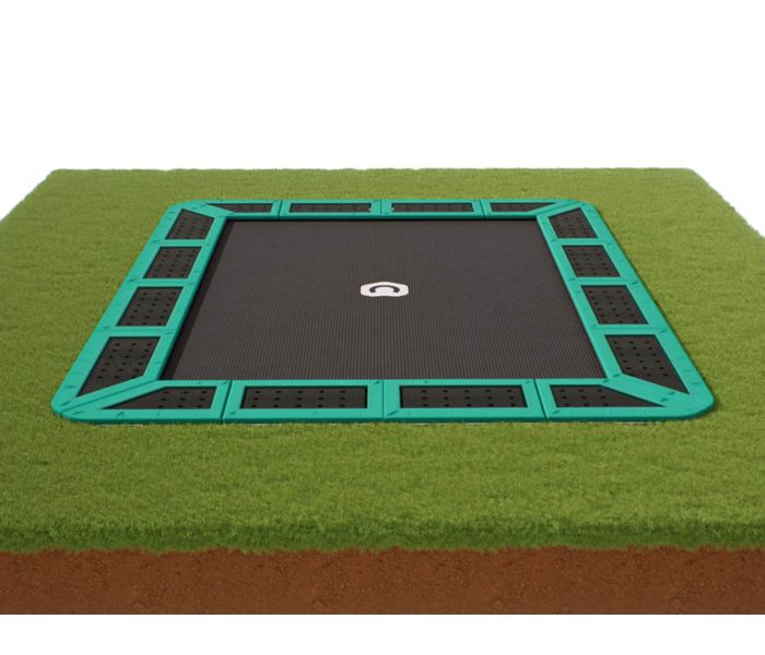 Flat to the ground Trampolin Rechteck Capital Play 335 x 244 Grün