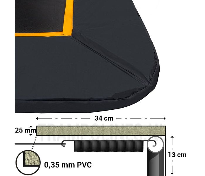 Trampoline Rand Rechthoekig Magic Jump Black 153 x 214 cm met afmetingen