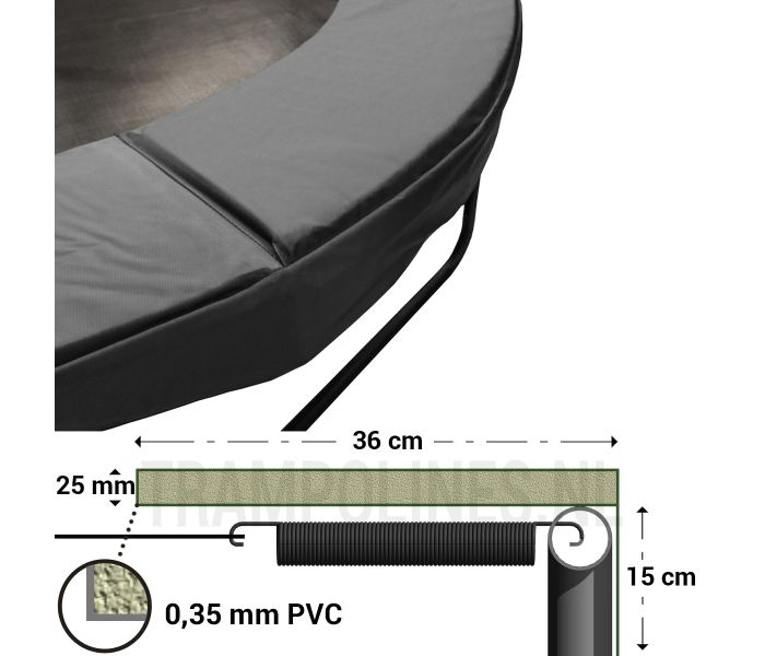 Trampoline Rand Magic Jump Grey 270 cm met afmetingen
