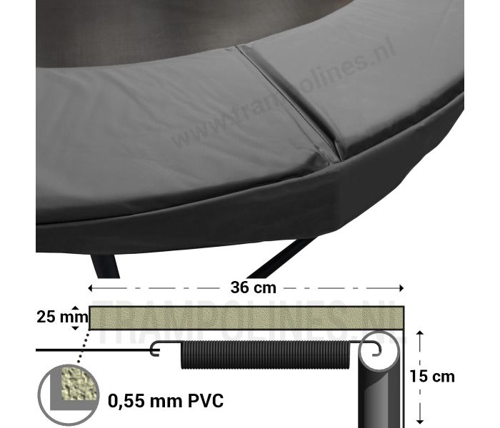 Trampoline Rand Grey 410 Magic Circle Pro met afmetingen