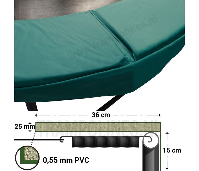 Trampolin Randabdeckung Magic Circle Pro 330 cm Grün mit abmessungen