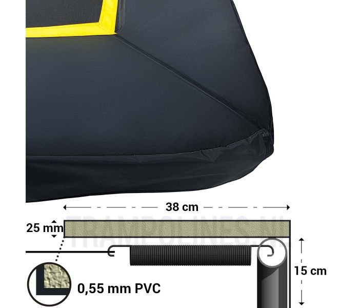Trampoline Rand Rechthoekig Magic Circle Pro Black 214 x 305 cm met afmetingen